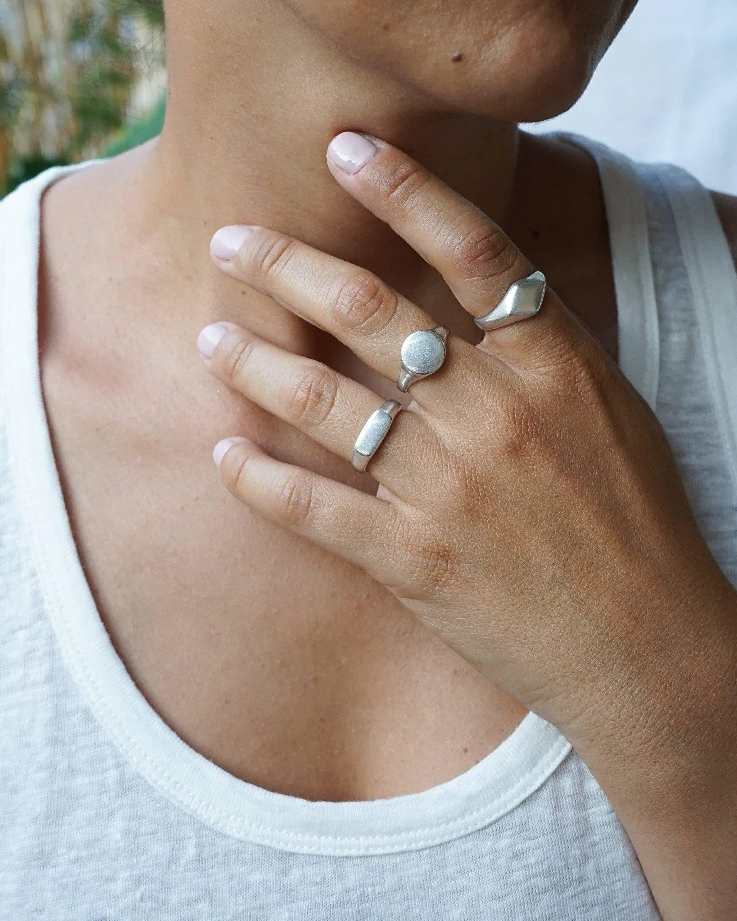 Silver Classic Rhombus Signet Ring
