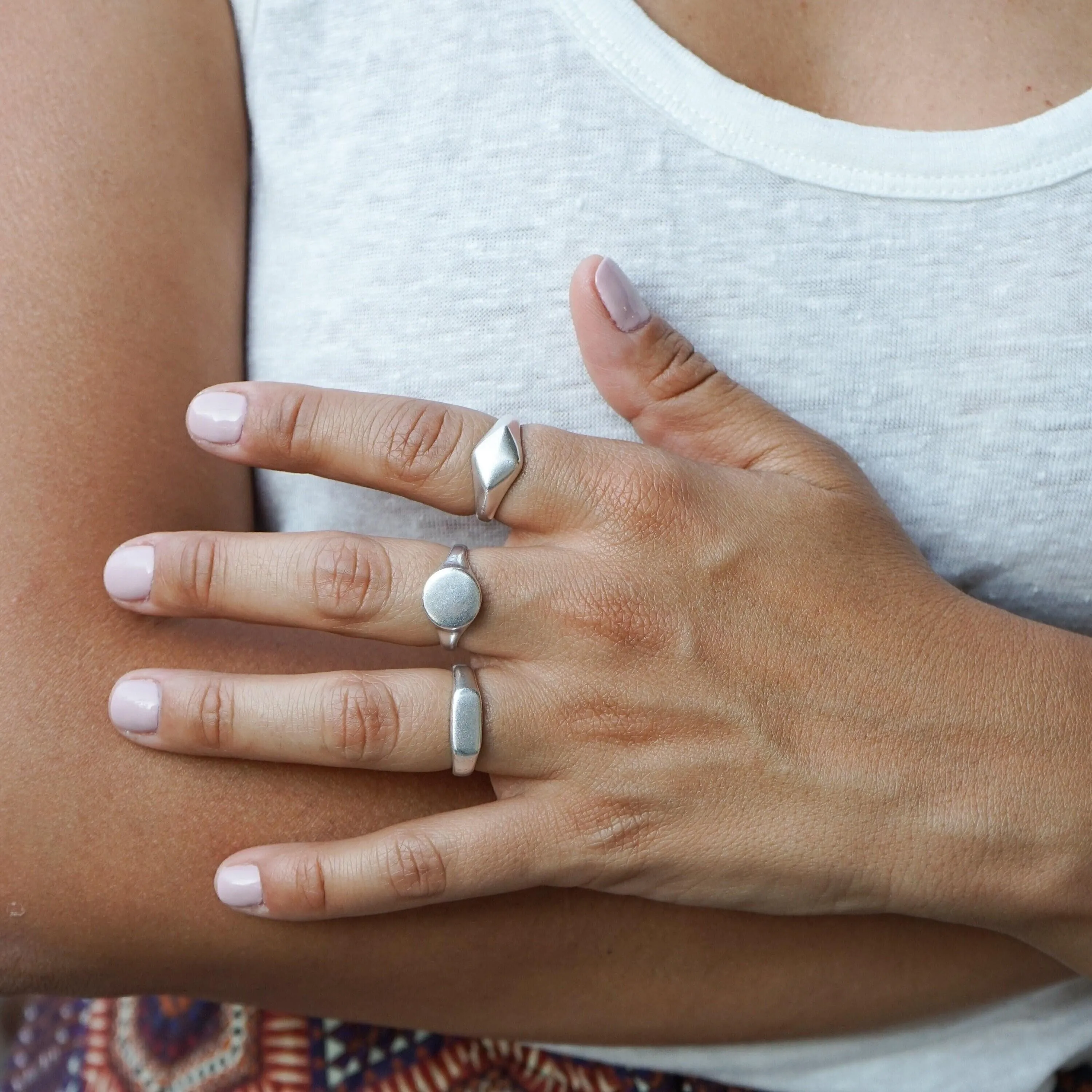 Silver Classic Rhombus Signet Ring