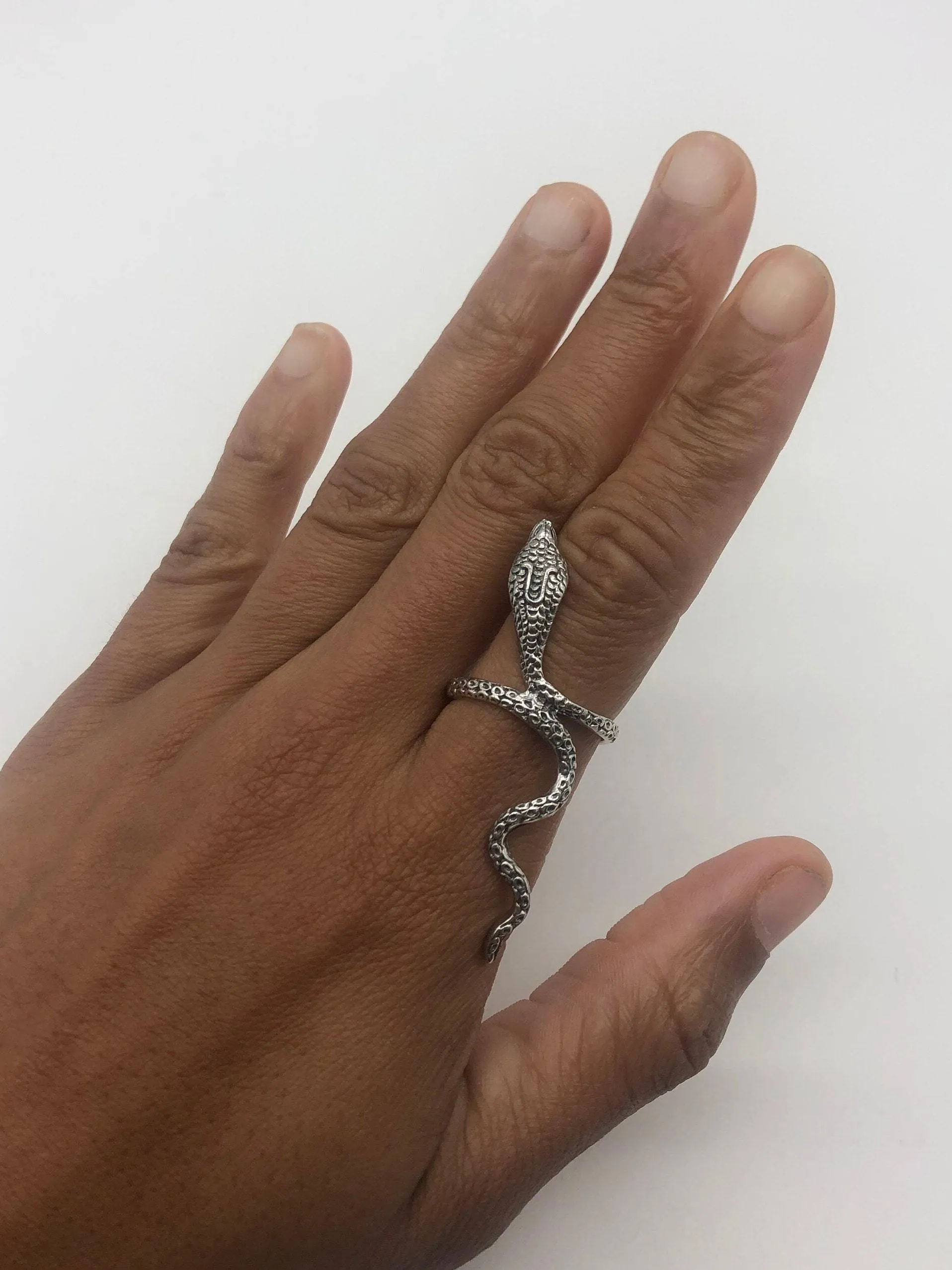 Silver Snake Ring - Silver Serpent Ring - Long Snake Ring