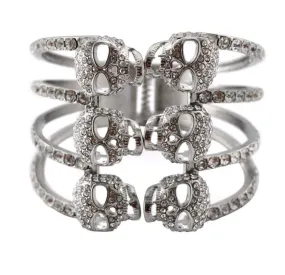 SK2039 Bracelet Six Pack Skulls Imitation Diamond Stones Stainless Steel Heavy Metal Jewelry
