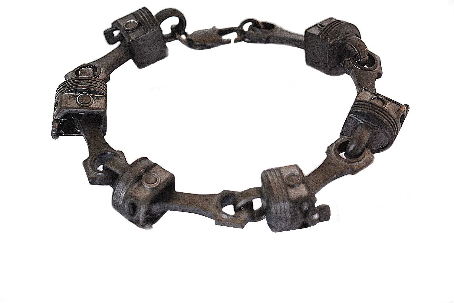 SK2290G Gunmetal Piston Skull Bracelet Stainless Steel 9"
