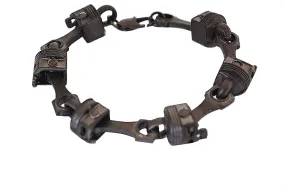 SK2290G Gunmetal Piston Skull Bracelet Stainless Steel 9"