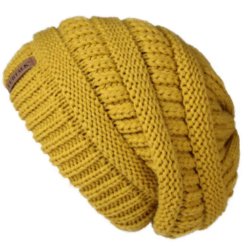 Slouchy Fleece Lining Casual Warm Knitted Winter Beanie