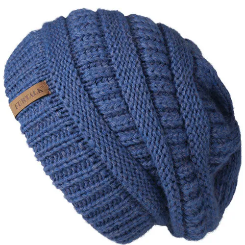 Slouchy Fleece Lining Casual Warm Knitted Winter Beanie