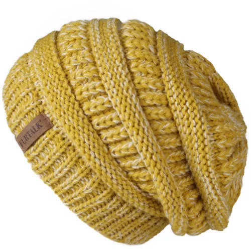 Slouchy Fleece Lining Casual Warm Knitted Winter Beanie