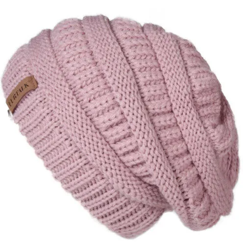 Slouchy Fleece Lining Casual Warm Knitted Winter Beanie