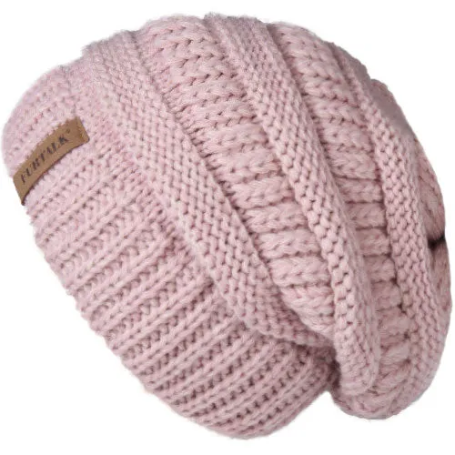 Slouchy Fleece Lining Casual Warm Knitted Winter Beanie