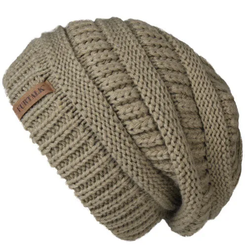 Slouchy Fleece Lining Casual Warm Knitted Winter Beanie