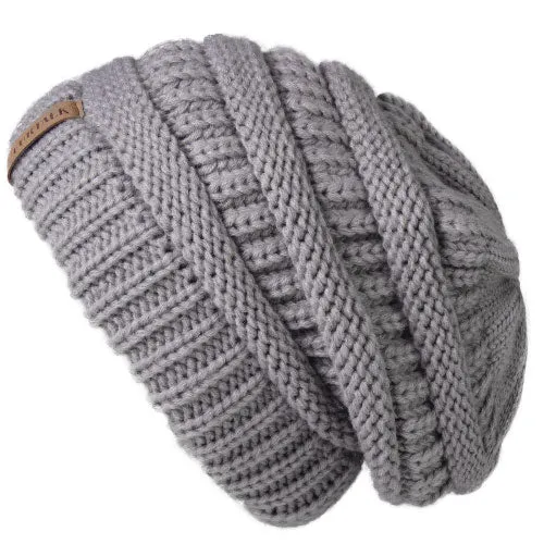 Slouchy Fleece Lining Casual Warm Knitted Winter Beanie
