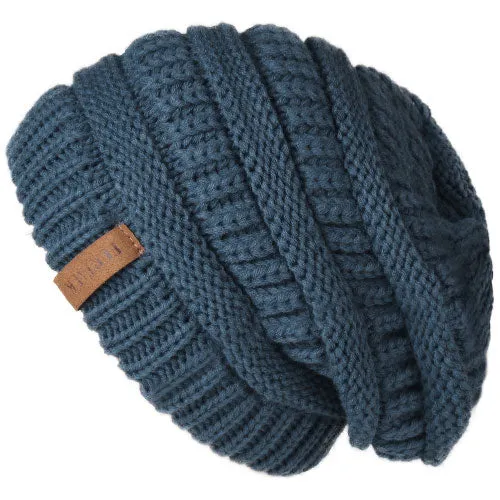 Slouchy Fleece Lining Casual Warm Knitted Winter Beanie