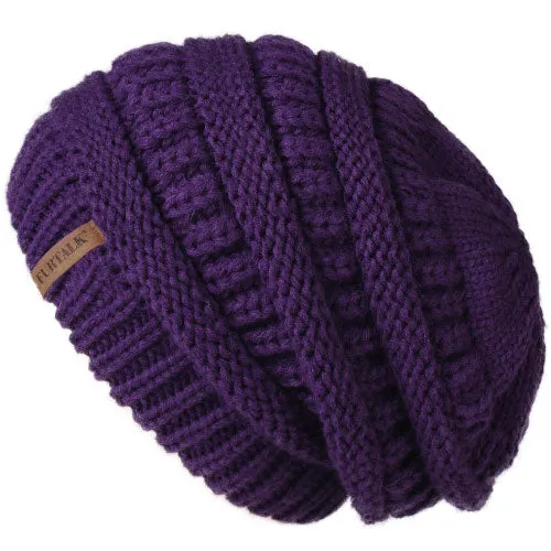 Slouchy Fleece Lining Casual Warm Knitted Winter Beanie