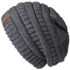 Slouchy Fleece Lining Casual Warm Knitted Winter Beanie