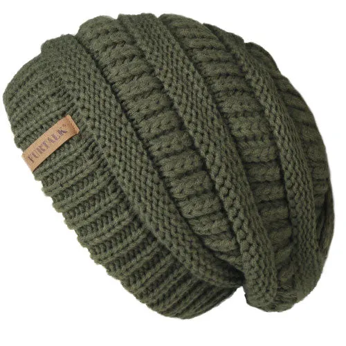 Slouchy Fleece Lining Casual Warm Knitted Winter Beanie
