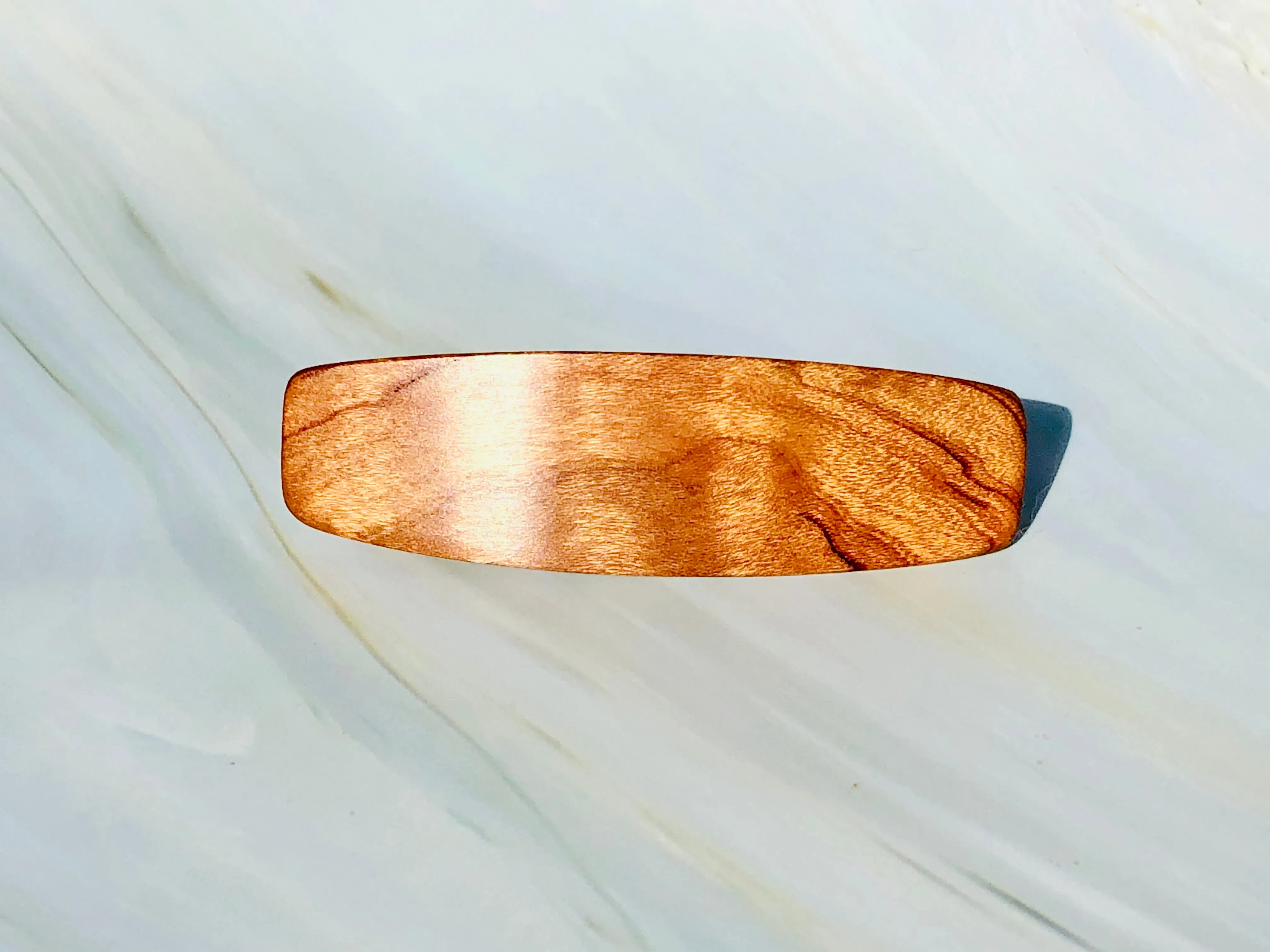 Small Figured Cherry Wood Barrette, Fine Hair barrette, Children's hair clip, wooden hair clip