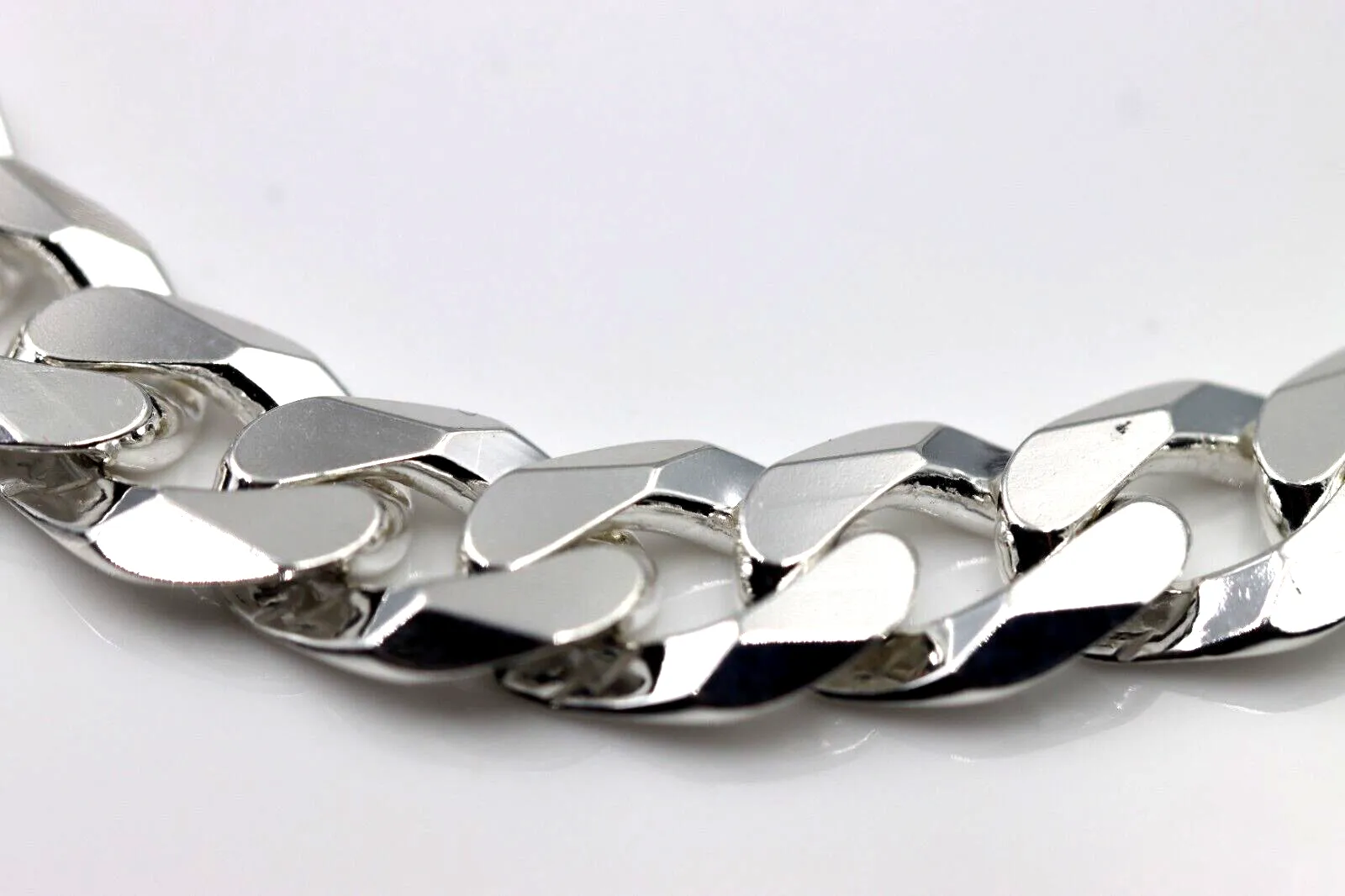 Solid Sterling Silver 925 9.7mm Wide Flat Kerb Curb Bracelet 20cm (last one)