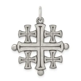 Solid Sterling Silver Jerusalem Cross Pendant