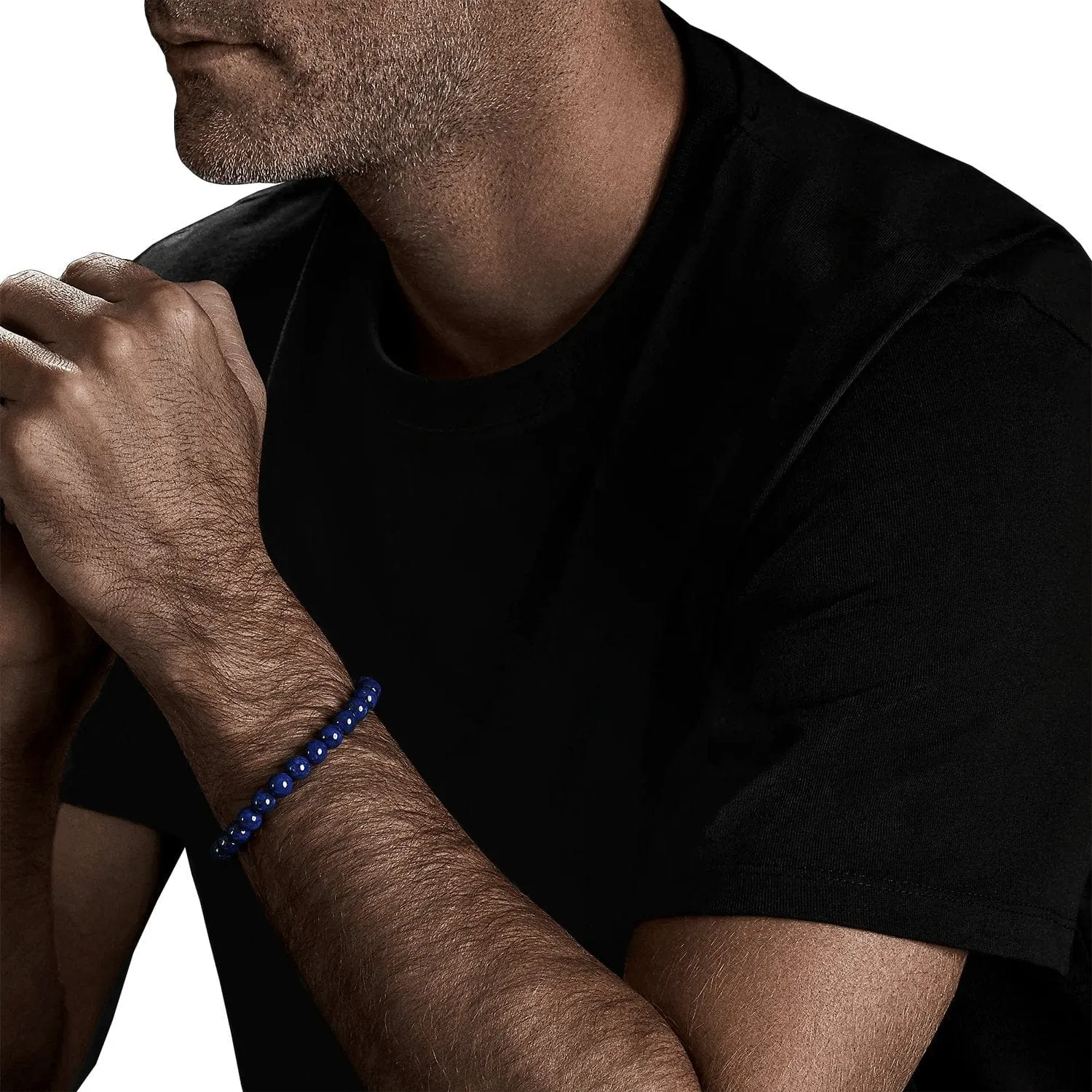 Spiritual Bead Bracelet in Polished Lapis Lazuli