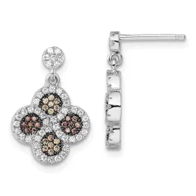 Sterling Silver Cubic Zirconia Flower Earrings