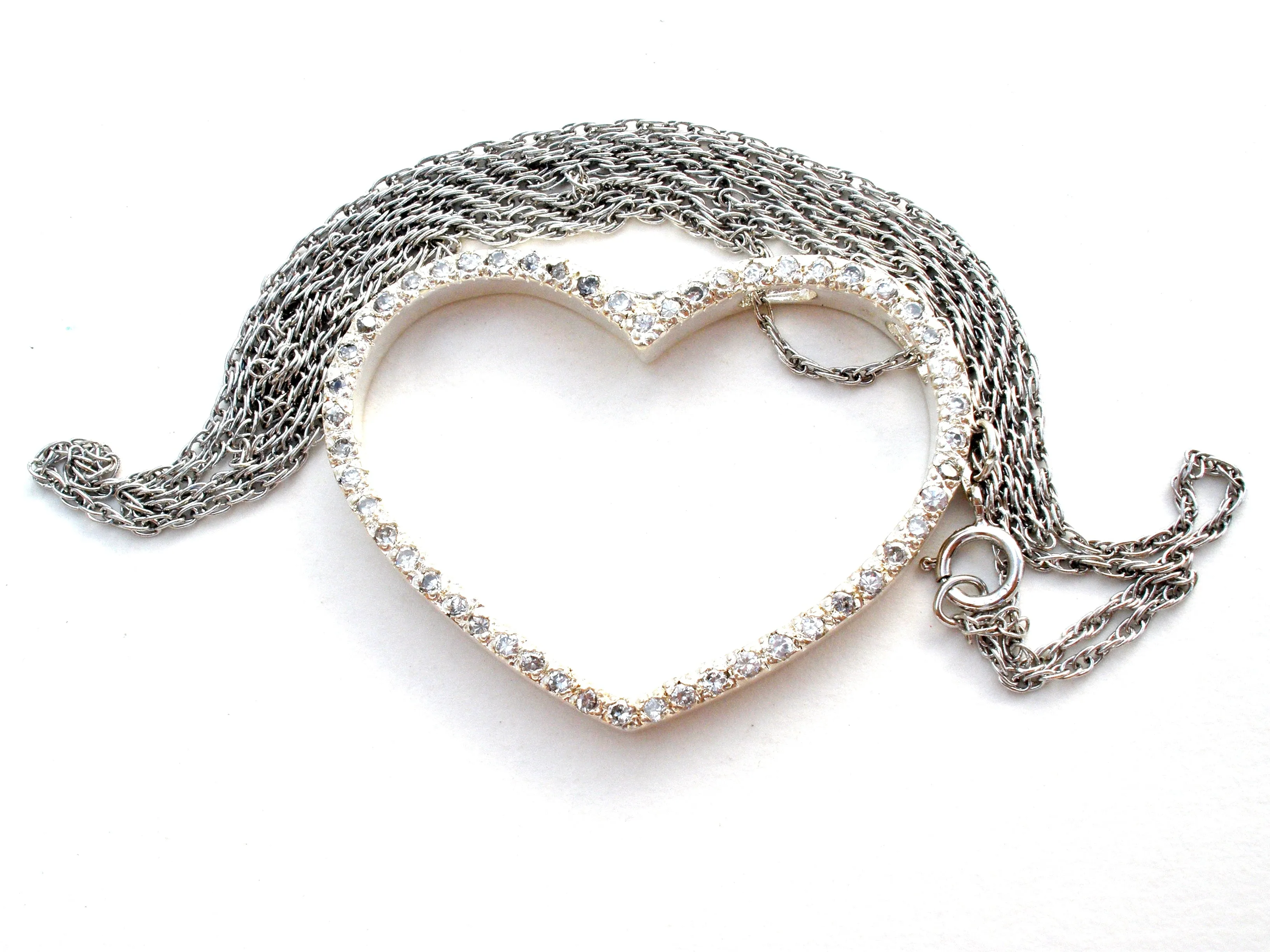 Sterling Silver Heart Necklace with CZ's