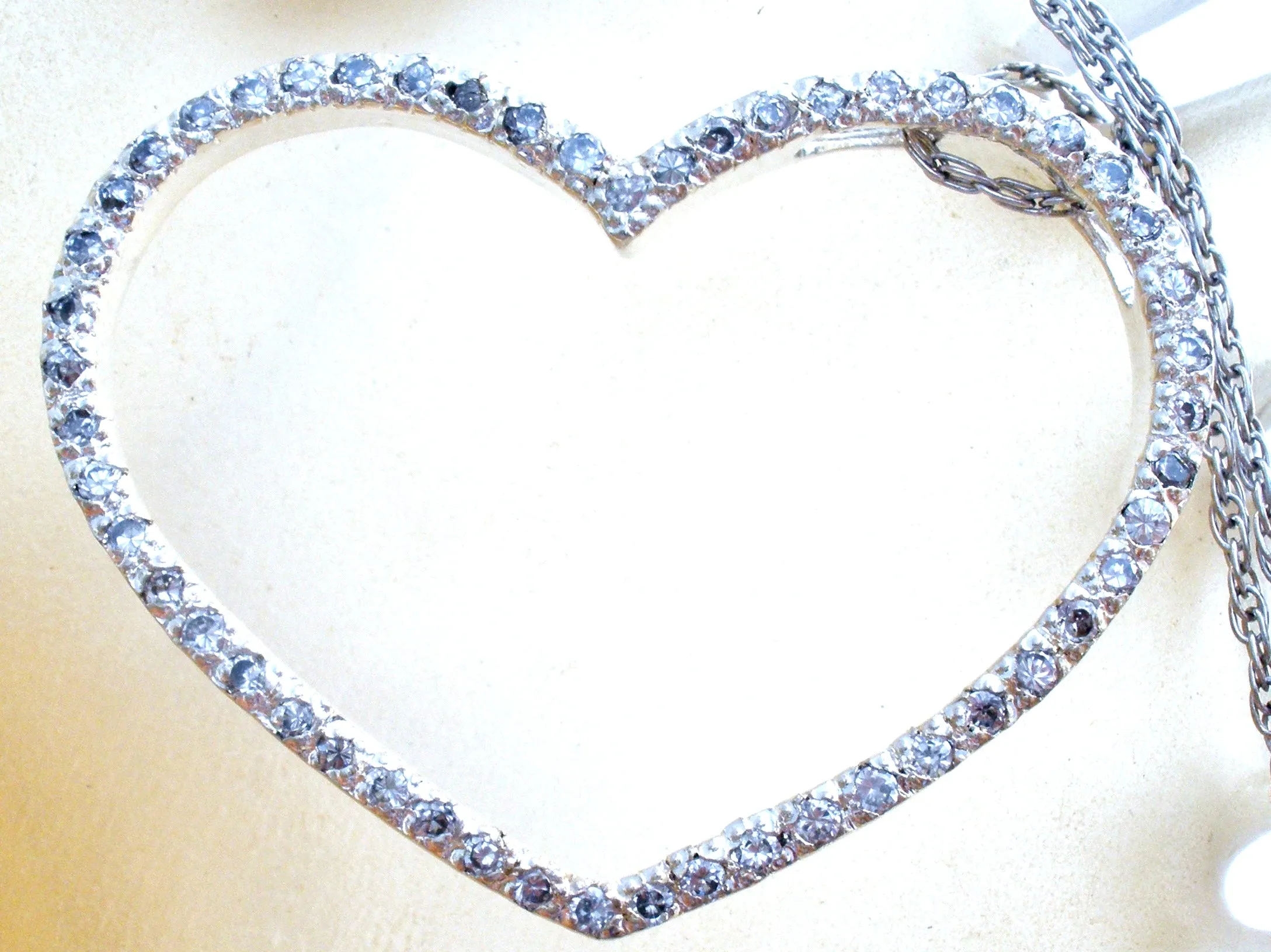 Sterling Silver Heart Necklace with CZ's