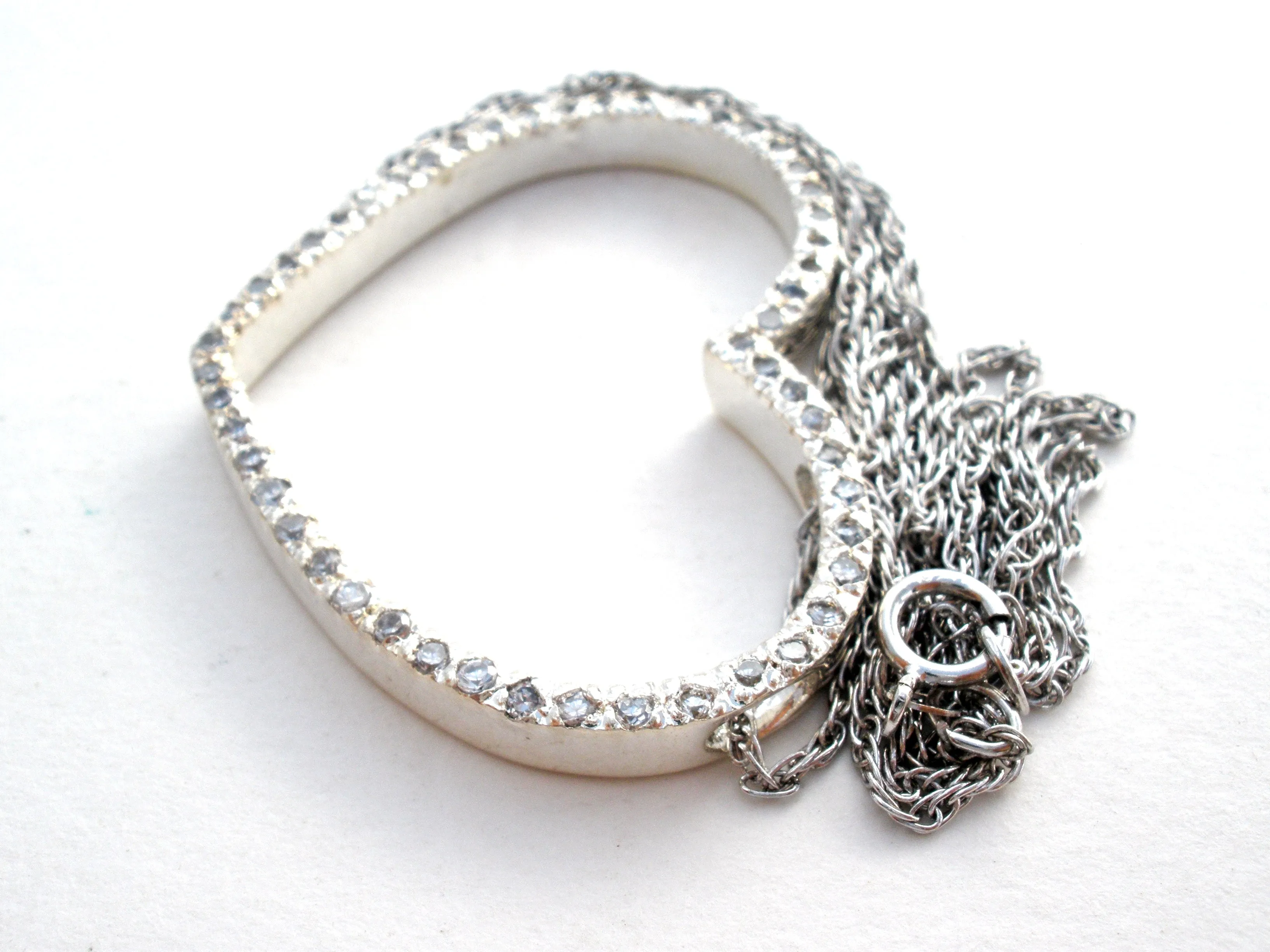 Sterling Silver Heart Necklace with CZ's