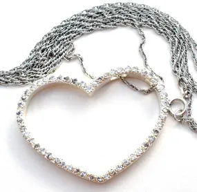 Sterling Silver Heart Necklace with CZ's