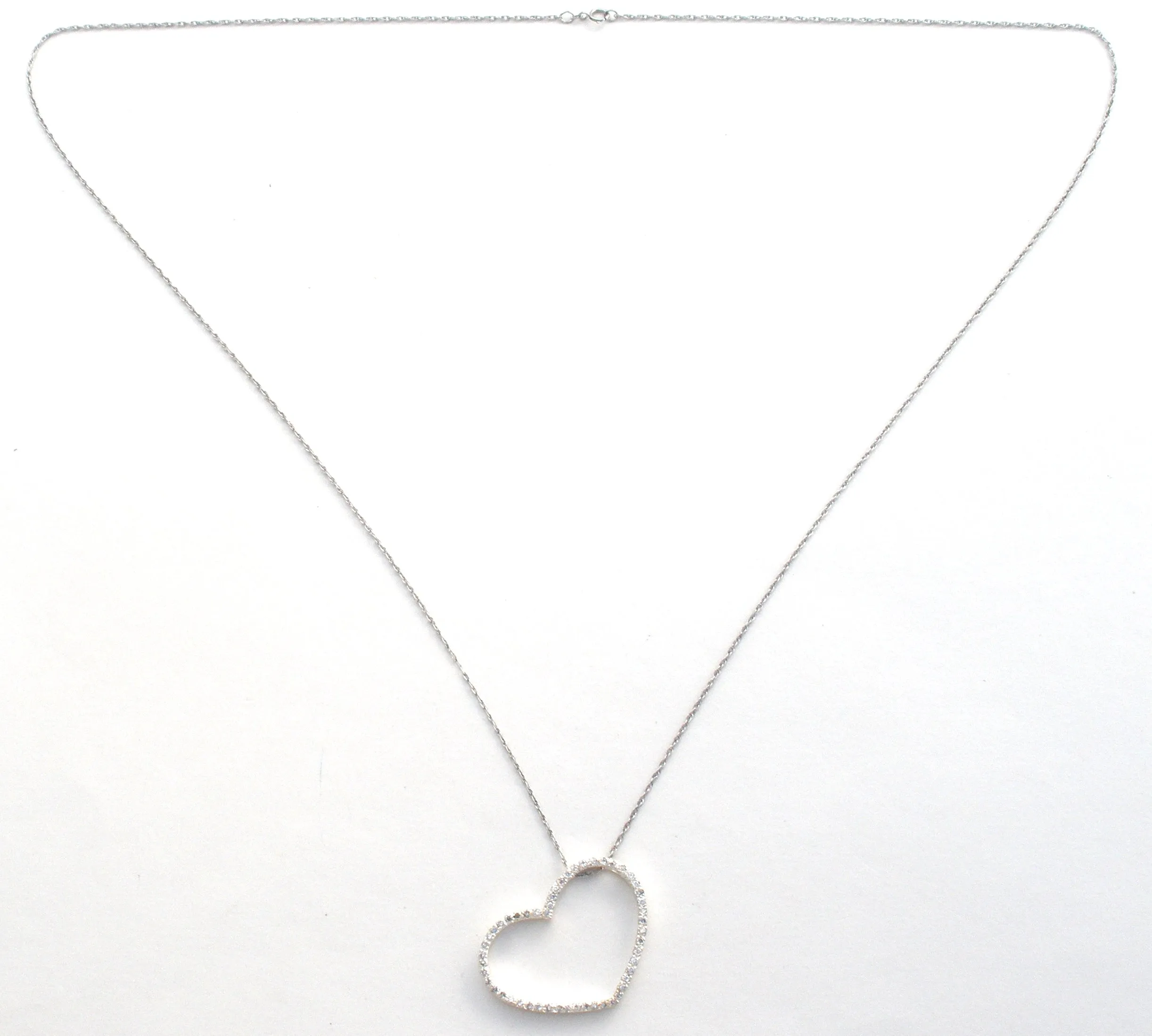 Sterling Silver Heart Necklace with CZ's