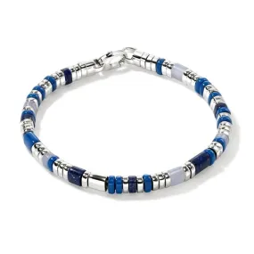 Sterling Silver Lapis & Agate Colorblock Bracelet