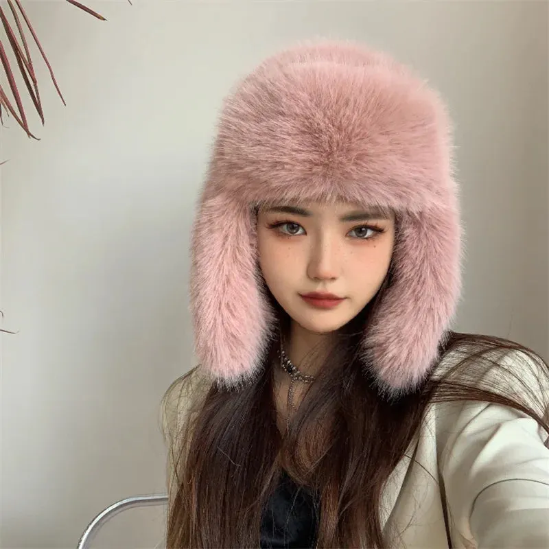 TAVIMART  -  Bucket hat Purple winter new candy color faux fur Y2k warm plush basin hat Unisex Bucket hat hat hats for women