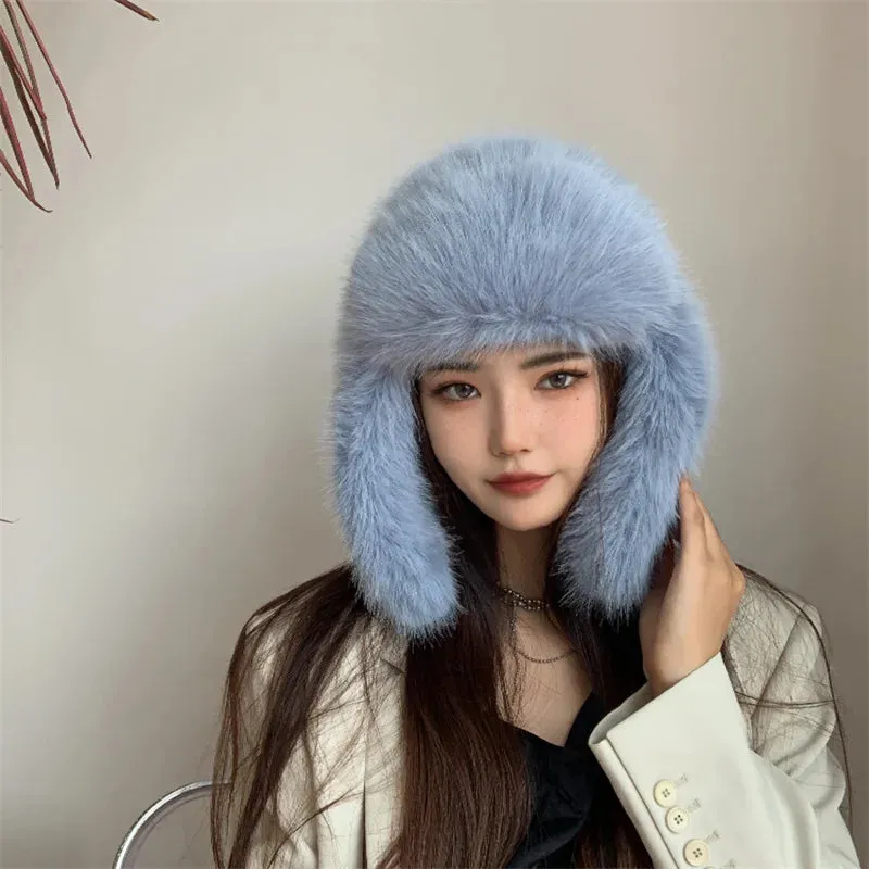TAVIMART  -  Bucket hat Purple winter new candy color faux fur Y2k warm plush basin hat Unisex Bucket hat hat hats for women