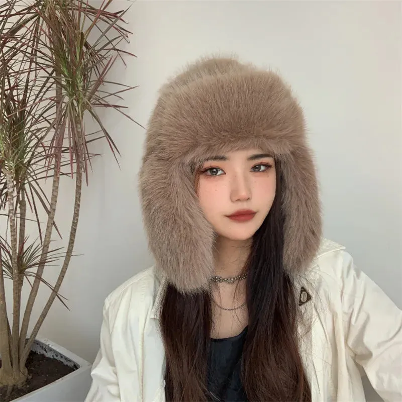 TAVIMART  -  Bucket hat Purple winter new candy color faux fur Y2k warm plush basin hat Unisex Bucket hat hat hats for women