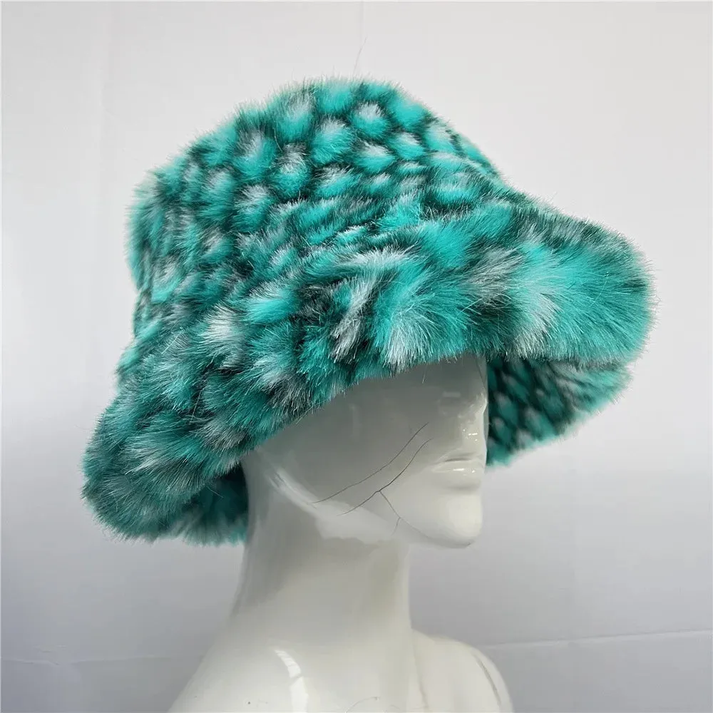 TAVIMART  -  Bucket hat Purple winter new candy color faux fur Y2k warm plush basin hat Unisex Bucket hat hat hats for women
