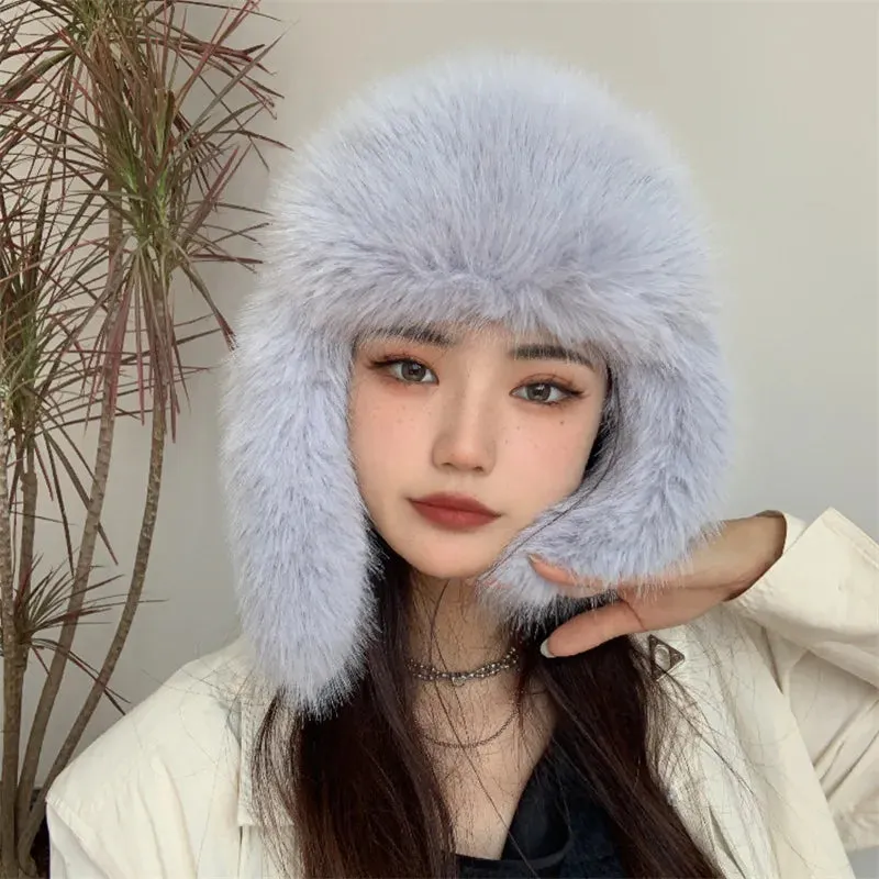 TAVIMART  -  Bucket hat Purple winter new candy color faux fur Y2k warm plush basin hat Unisex Bucket hat hat hats for women