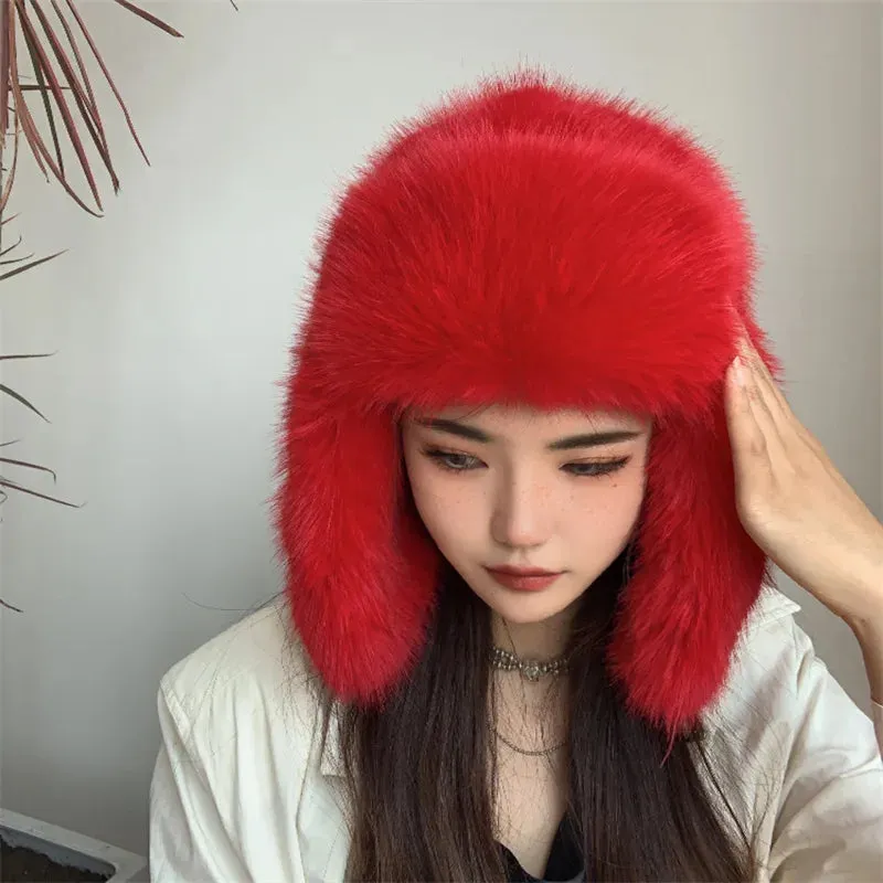 TAVIMART  -  Bucket hat Purple winter new candy color faux fur Y2k warm plush basin hat Unisex Bucket hat hat hats for women