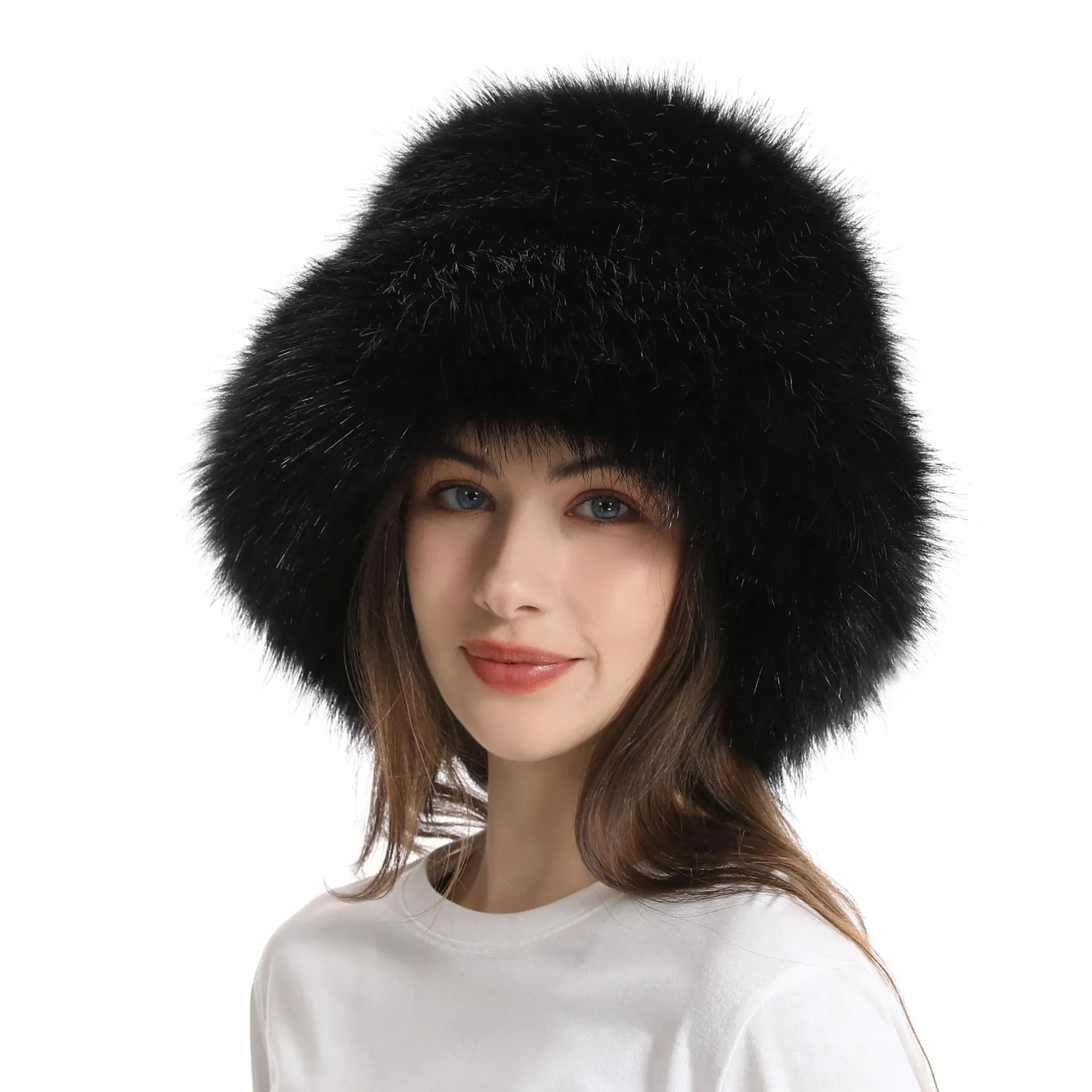 TAVIMART  -  Bucket hat Purple winter new candy color faux fur Y2k warm plush basin hat Unisex Bucket hat hat hats for women