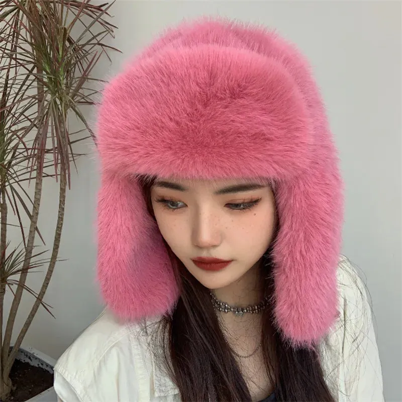 TAVIMART  -  Bucket hat Purple winter new candy color faux fur Y2k warm plush basin hat Unisex Bucket hat hat hats for women