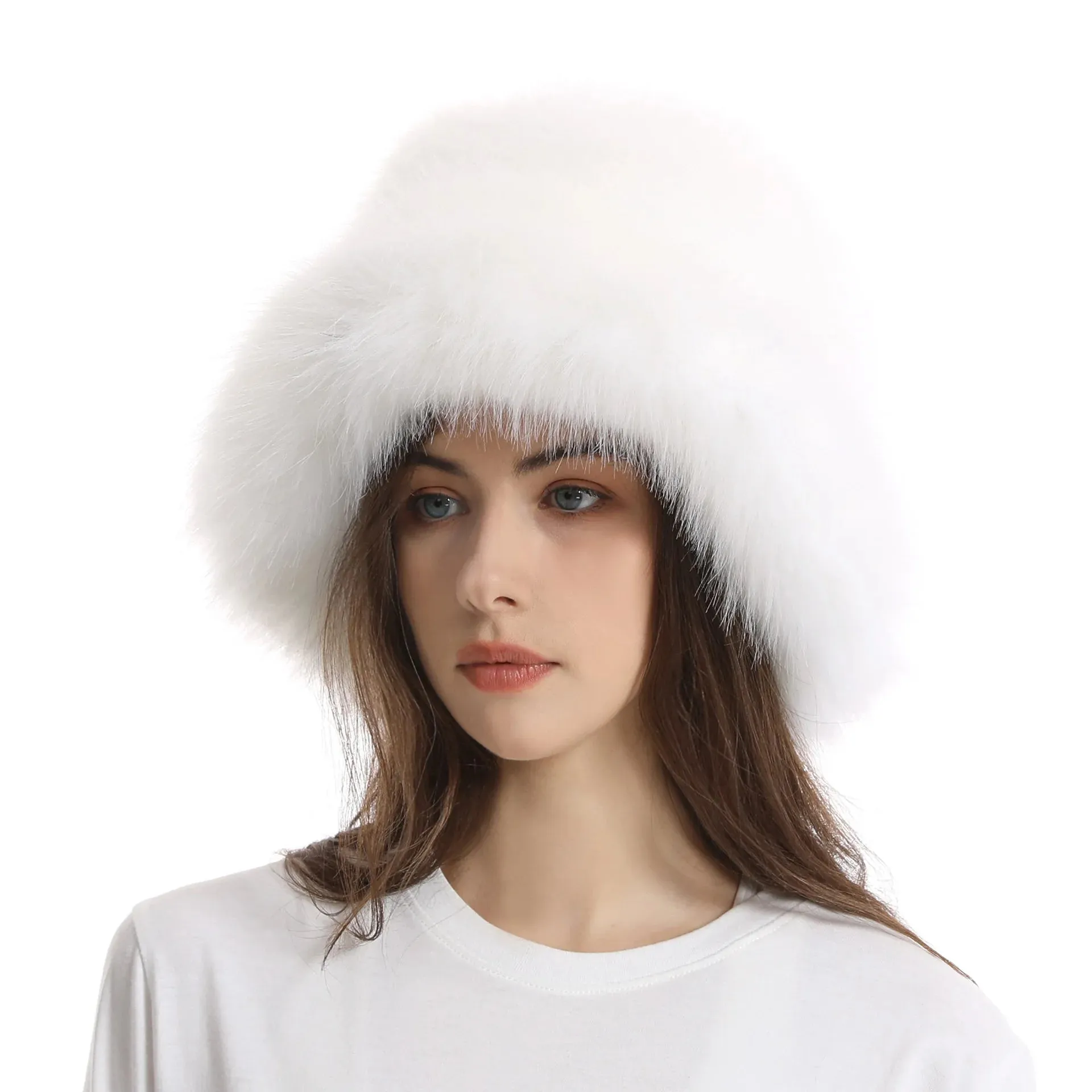 TAVIMART  -  Bucket hat Purple winter new candy color faux fur Y2k warm plush basin hat Unisex Bucket hat hat hats for women