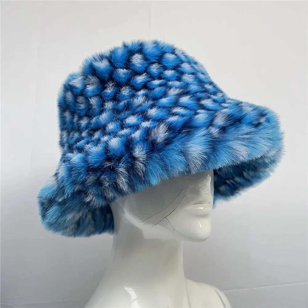 TAVIMART  -  Bucket hat Purple winter new candy color faux fur Y2k warm plush basin hat Unisex Bucket hat hat hats for women