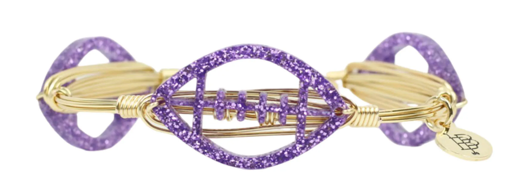 The Acrylic Football Bangle Bracelet - Purple Glitter