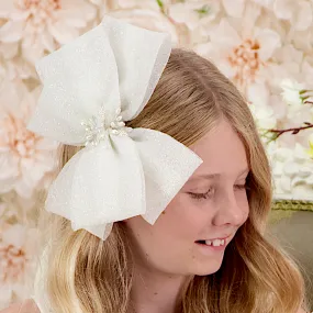 The Galena Silver Girls Bow Hair Clip