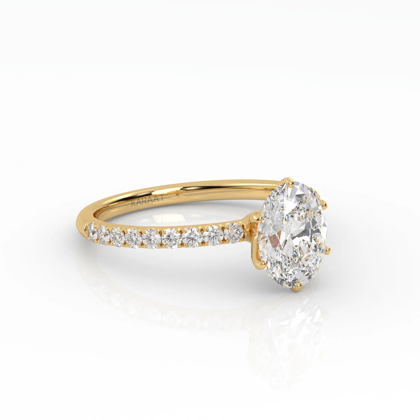 The Oval Six Prong Solitaire with Pavé band