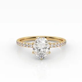 The Oval Six Prong Solitaire with Pavé band