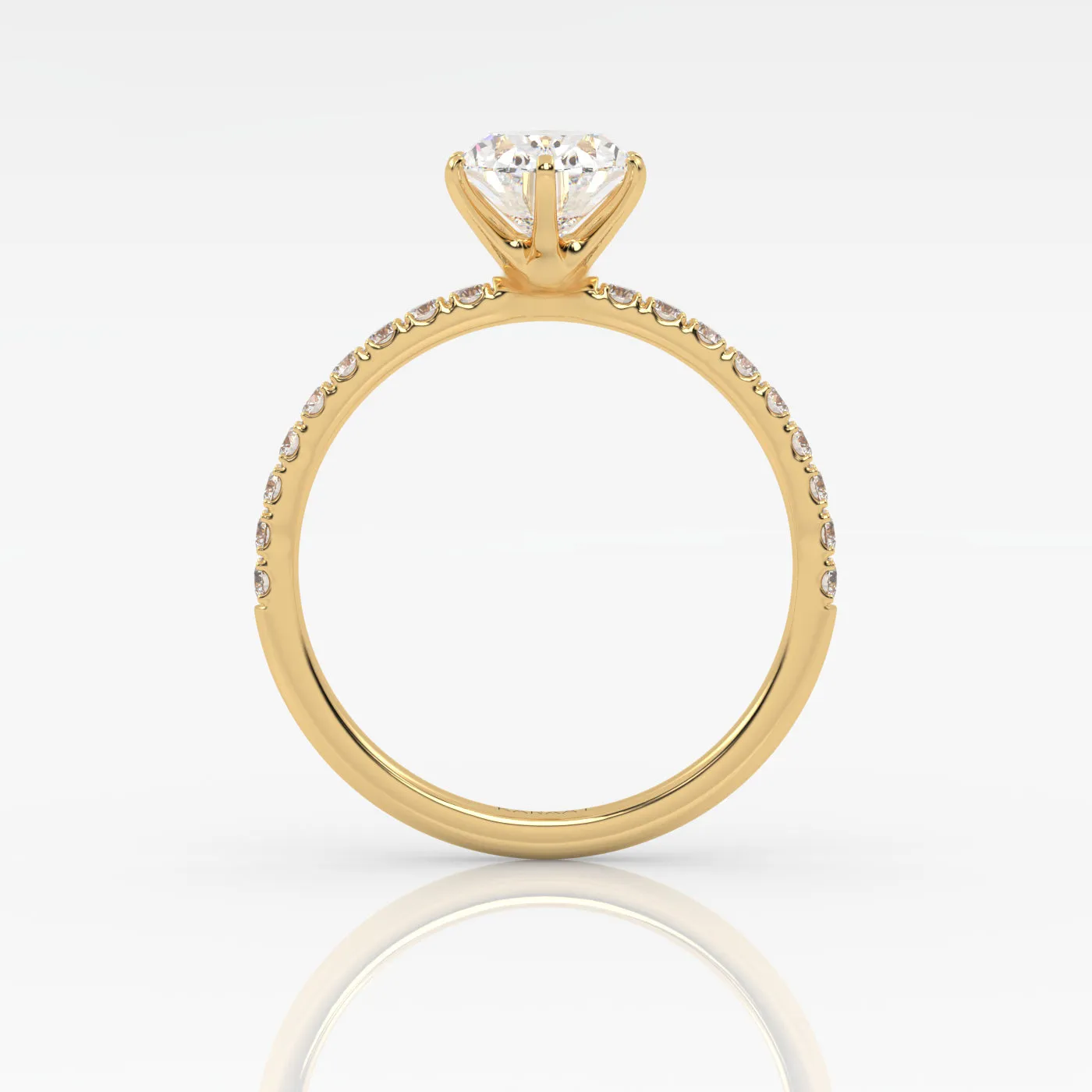 The Oval Six Prong Solitaire with Pavé band