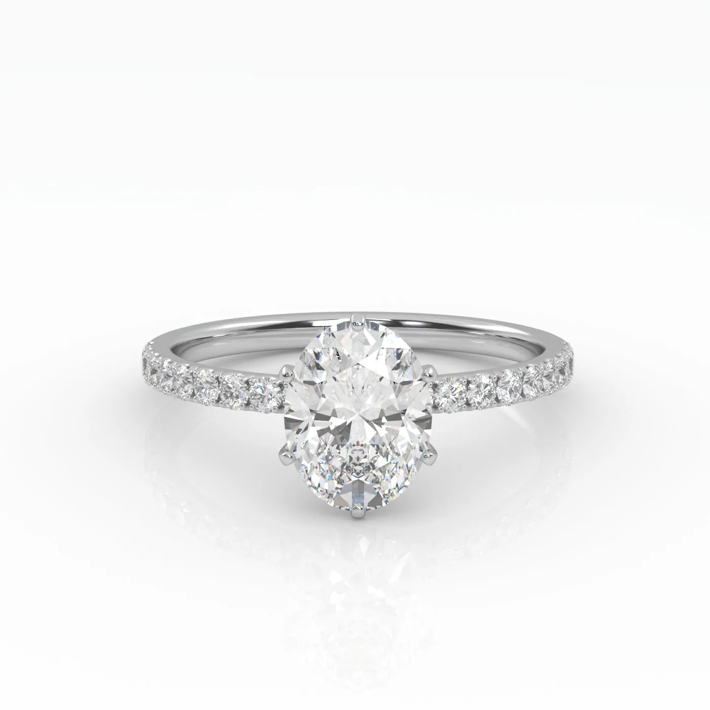 The Oval Six Prong Solitaire with Pavé band