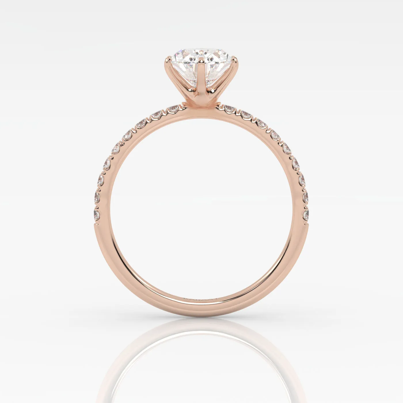 The Oval Six Prong Solitaire with Pavé band