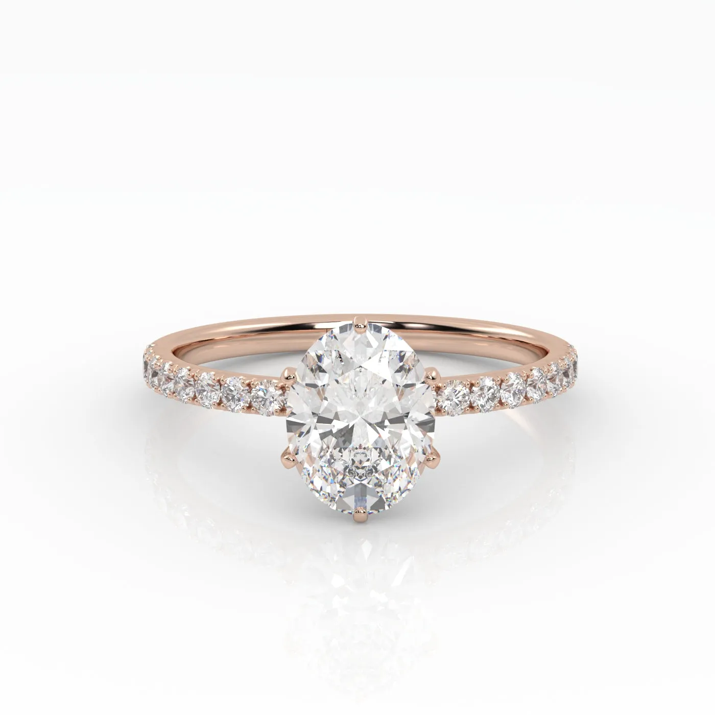The Oval Six Prong Solitaire with Pavé band