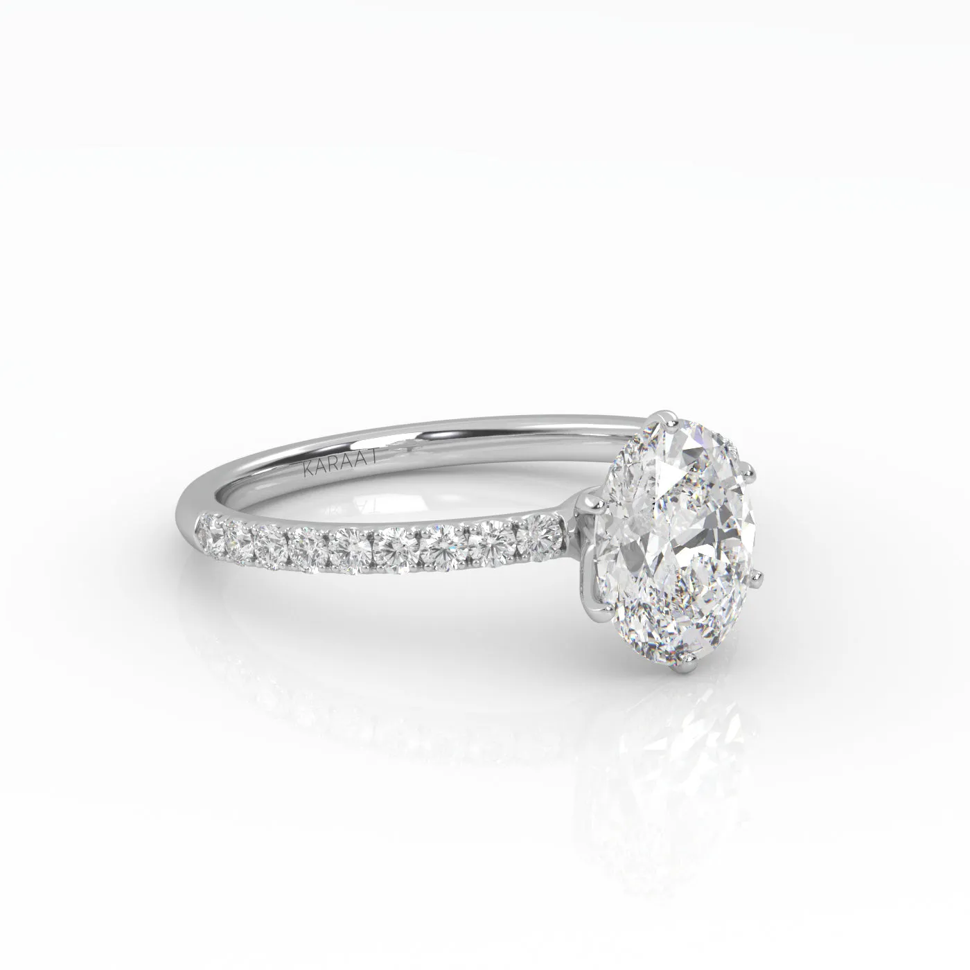 The Oval Six Prong Solitaire with Pavé band