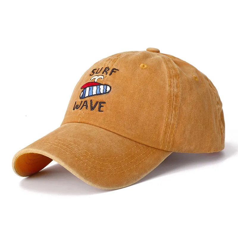 Unisex High Quality Cap Surf Wave Embroidered Washed Cotton Baseball Cap Men Women Casual Adjustable Retro Snapback Hats