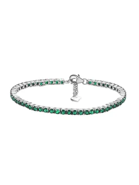 Valentine Special Single Line Green Emerald Tennis Bracelet For Women