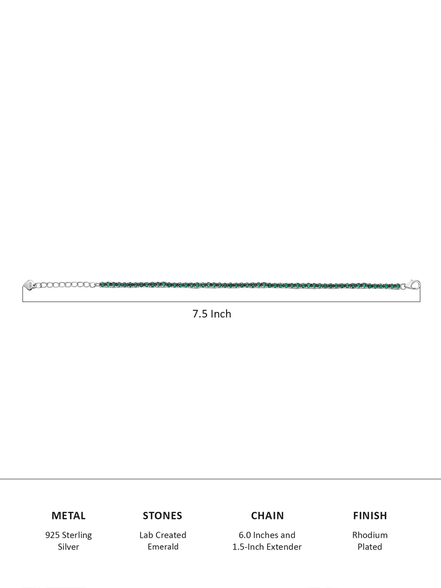 Valentine Special Single Line Green Emerald Tennis Bracelet For Women